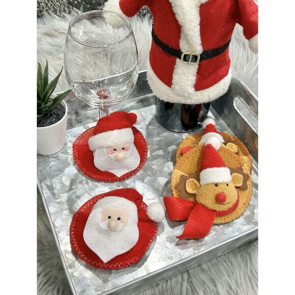 Holiday Santa Reindeer Wine Bottle/Stemware Decor Set - Picture 3 of 3